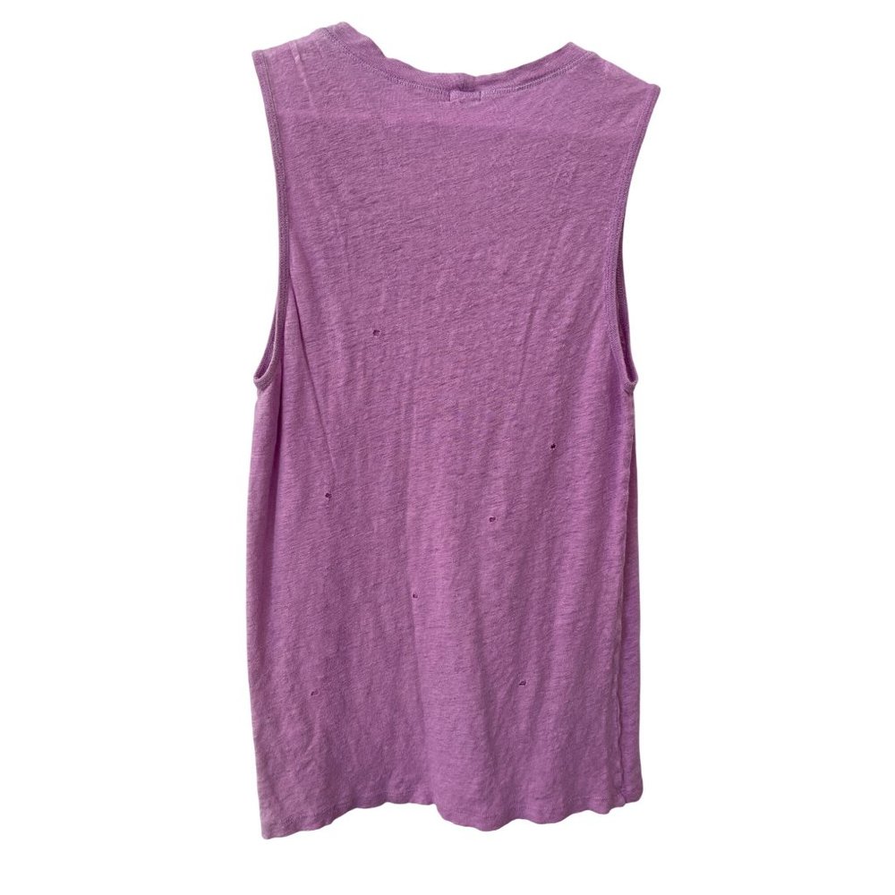 Monrow Distressed Sleeveless Tank Top Size S Scoop Neck Lavender Linen Essential